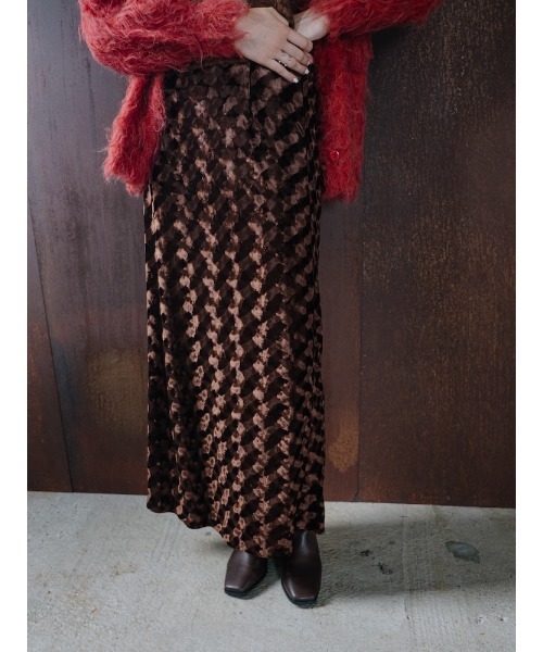 sahara(サハラ)の「Emboss Velour Long Skirt/エンボスベロアロングスカート(スカート・レディース・ブラック/ブラウン・M/S)」の14枚目の写真