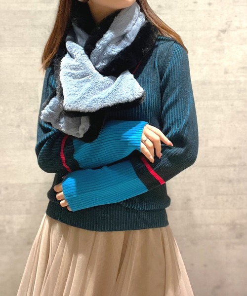 Casselini（キャセリーニ）の「リバーシブルティペット（ネックウォーマー/スヌード・レディース・アイボリー/ブラック・ONE SIZE）」の10枚目の写真