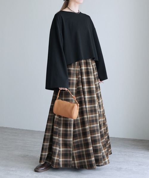 reca（レカ）の「チェックフレアロングスカート（スカート・レディース・ネイビー・FREE）」の5枚目の写真