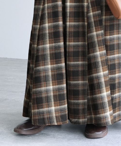 reca（レカ）の「チェックフレアロングスカート（スカート・レディース・ネイビー・FREE）」の4枚目の写真