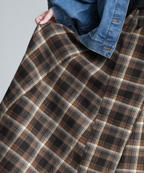 reca（レカ）の「チェックフレアロングスカート（スカート・レディース・ネイビー・FREE）」の10枚目の写真