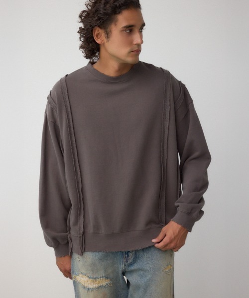 AZUL by moussy（アズールバイマウジー）の「ステップヘムヘビースウェット（スウェット・メンズ・スモークピンク/ダークブラウン/ライトブラック・MEDIUM/LARGE）」の2枚目の写真