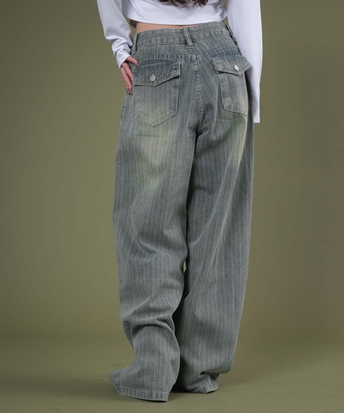 dispark（ディスパーク）の「DISPARK/ドロストストライプブラストデニム（デニムパンツ・レディース・ブラック/インディゴブルー・SMALL/MEDIUM）」の14枚目の写真