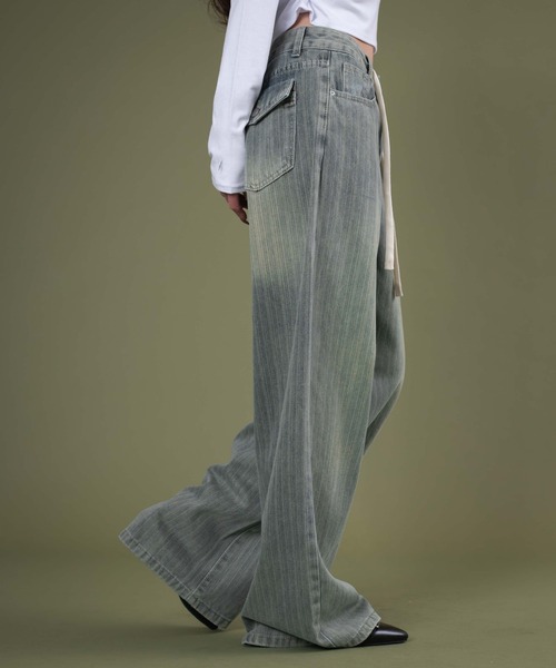 dispark（ディスパーク）の「DISPARK/ドロストストライプブラストデニム（デニムパンツ・レディース・ブラック/インディゴブルー・SMALL/MEDIUM）」の15枚目の写真