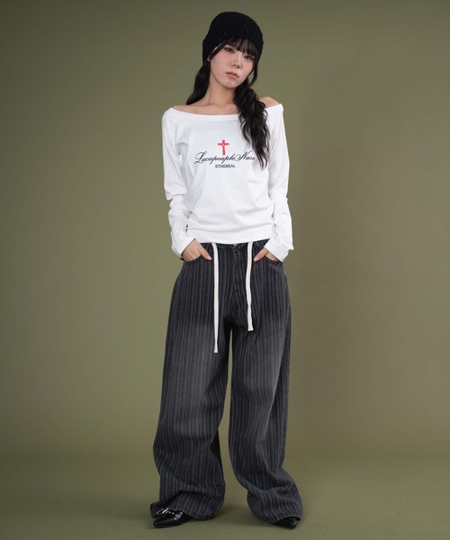 dispark（ディスパーク）の「DISPARK/ドロストストライプブラストデニム（デニムパンツ・レディース・ブラック/インディゴブルー・SMALL/MEDIUM）」の9枚目の写真