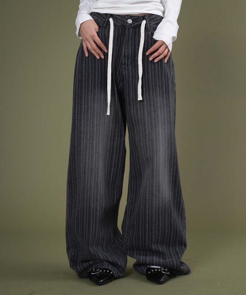 dispark（ディスパーク）の「DISPARK/ドロストストライプブラストデニム（デニムパンツ・レディース・ブラック/インディゴブルー・SMALL/MEDIUM）」の12枚目の写真