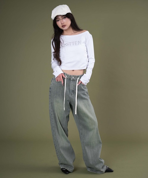 dispark（ディスパーク）の「DISPARK/ドロストストライプブラストデニム（デニムパンツ・レディース・ブラック/インディゴブルー・SMALL/MEDIUM）」の16枚目の写真