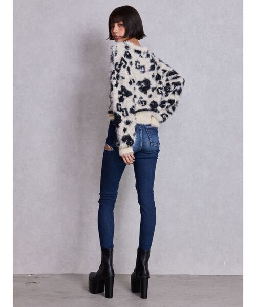 GYDA（ジェイダ）の「GG レオパードシャギーショートニットトップス（ニット/セーター・レディース・ベージュ/ブラック/アイボリー・FREE）」の7枚目の写真