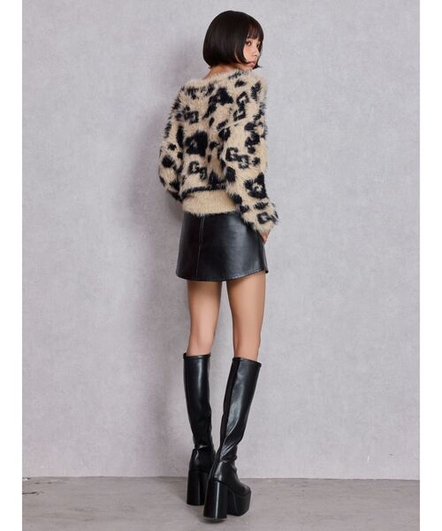 GYDA（ジェイダ）の「GG レオパードシャギーショートニットトップス（ニット/セーター・レディース・ベージュ/ブラック/アイボリー・FREE）」の13枚目の写真