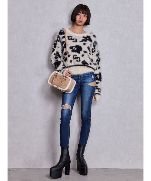 GYDA（ジェイダ）の「GG レオパードシャギーショートニットトップス（ニット/セーター・レディース・ベージュ/ブラック/アイボリー・FREE）」の19枚目の写真