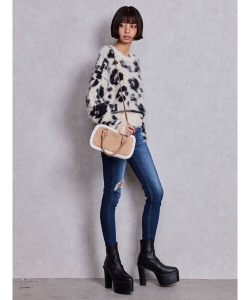 GYDA（ジェイダ）の「GG レオパードシャギーショートニットトップス（ニット/セーター・レディース・ベージュ/ブラック/アイボリー・FREE）」の20枚目の写真