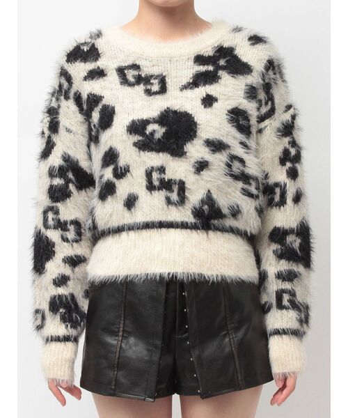 GYDA（ジェイダ）の「GG レオパードシャギーショートニットトップス（ニット/セーター・レディース・ベージュ/ブラック/アイボリー・FREE）」の21枚目の写真