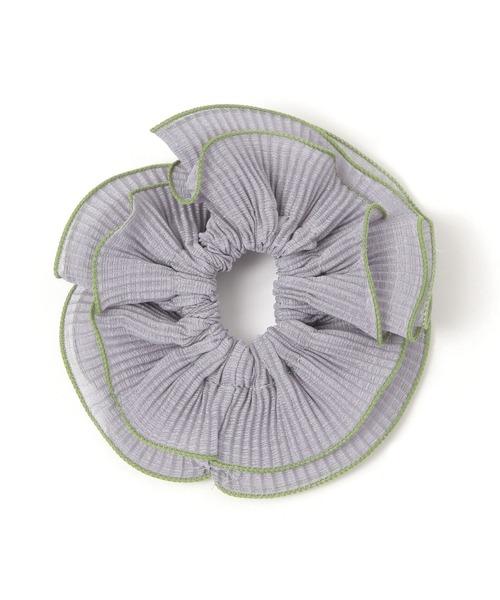 niko and...（ニコアンド）の「プリーツバイカラーシュシュ（シュシュ・レディース・ブラウン/パープル/グレー/アイボリー/ブラック・0）」の2枚目の写真