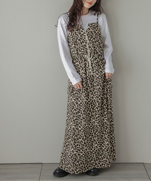 セール】レオパードコーデュロイキャミワンピース（ワンピース