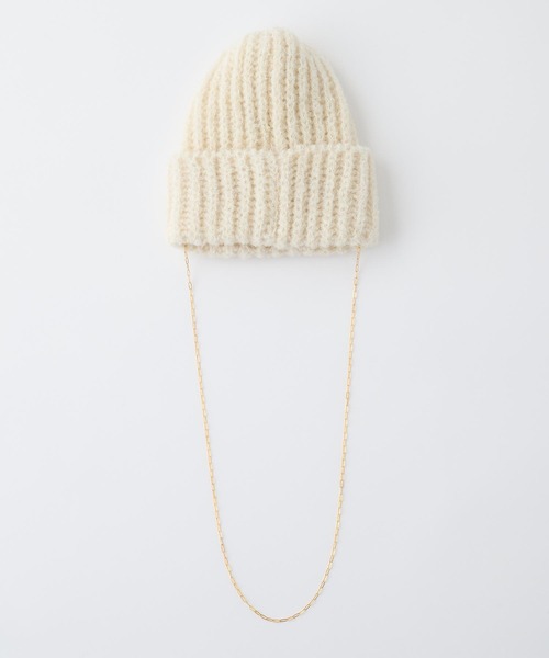 CLIPPER CASUALS（クリッパーカジュアル）の「【forksy.】【CLIPPER / クリッパー】ゴールドチェーン付ニット帽（ニットキャップ/ビーニー・レディース・ブラック/ホワイト/ライトグレー/チャコール・FREE）」の5枚目の写真