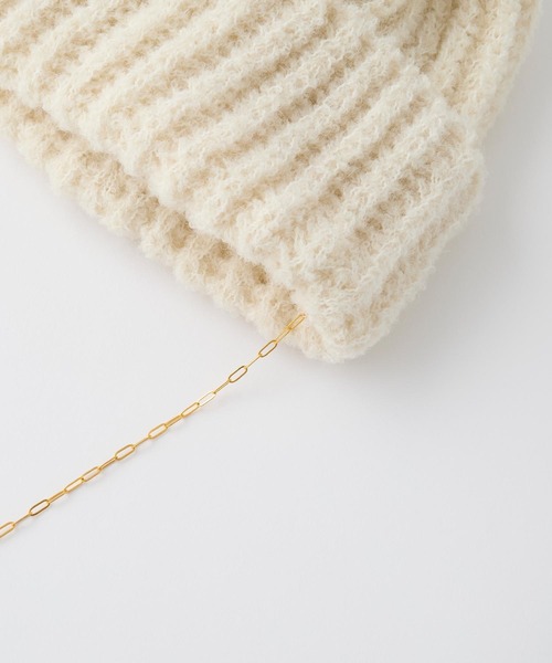 CLIPPER CASUALS（クリッパーカジュアル）の「【forksy.】【CLIPPER / クリッパー】ゴールドチェーン付ニット帽（ニットキャップ/ビーニー・レディース・ブラック/ホワイト/ライトグレー/チャコール・FREE）」の6枚目の写真