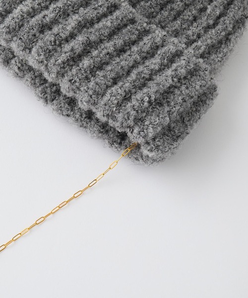 CLIPPER CASUALS（クリッパーカジュアル）の「【forksy.】【CLIPPER / クリッパー】ゴールドチェーン付ニット帽（ニットキャップ/ビーニー・レディース・ブラック/ホワイト/ライトグレー/チャコール・FREE）」の11枚目の写真