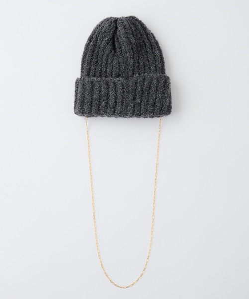 CLIPPER CASUALS（クリッパーカジュアル）の「【forksy.】【CLIPPER / クリッパー】ゴールドチェーン付ニット帽（ニットキャップ/ビーニー・レディース・ブラック/ホワイト/ライトグレー/チャコール・FREE）」の15枚目の写真