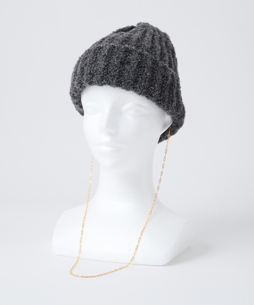 CLIPPER CASUALS（クリッパーカジュアル）の「【forksy.】【CLIPPER / クリッパー】ゴールドチェーン付ニット帽（ニットキャップ/ビーニー・レディース・ブラック/ホワイト/ライトグレー/チャコール・FREE）」の19枚目の写真