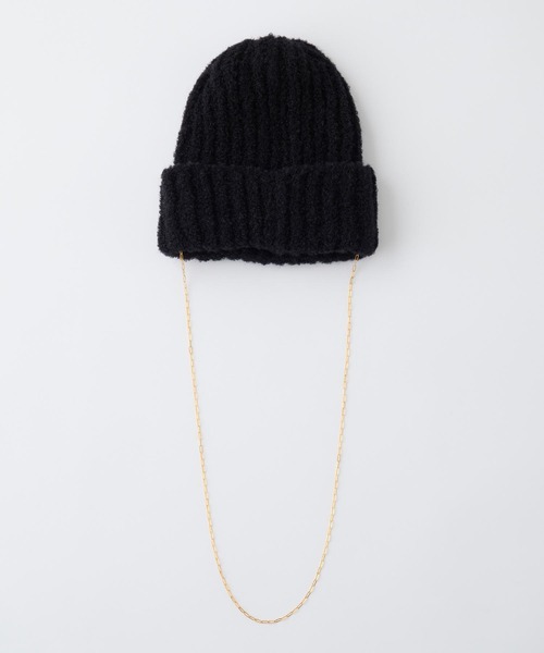 CLIPPER CASUALS（クリッパーカジュアル）の「【forksy.】【CLIPPER / クリッパー】ゴールドチェーン付ニット帽（ニットキャップ/ビーニー・レディース・ブラック/ホワイト/ライトグレー/チャコール・FREE）」の20枚目の写真