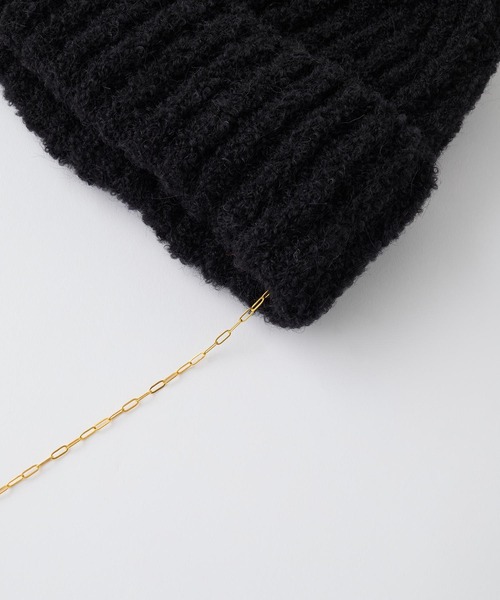 CLIPPER CASUALS（クリッパーカジュアル）の「【forksy.】【CLIPPER / クリッパー】ゴールドチェーン付ニット帽（ニットキャップ/ビーニー・レディース・ブラック/ホワイト/ライトグレー/チャコール・FREE）」の21枚目の写真