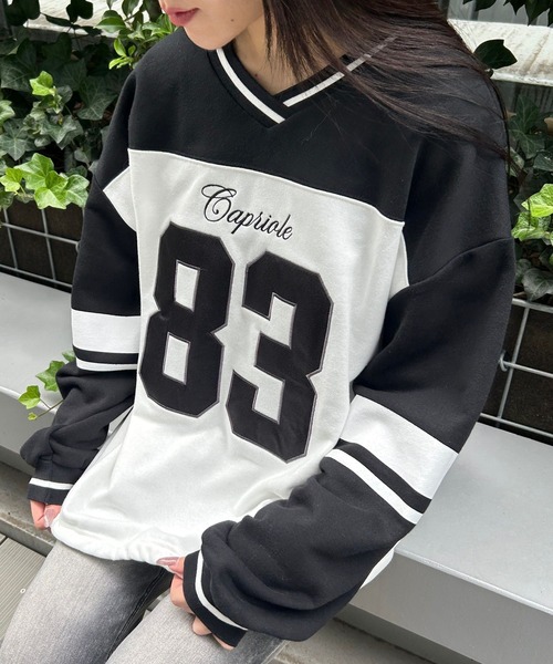 repipi armario(レピピ アルマリオ)の「フットボールルーズスウェット(スウェット・キッズ・ブラック×ホワイト/ホワイト×ネイビー/カモフラージュ・MEDIUM/SMALL/LARGE)」の3枚目の写真