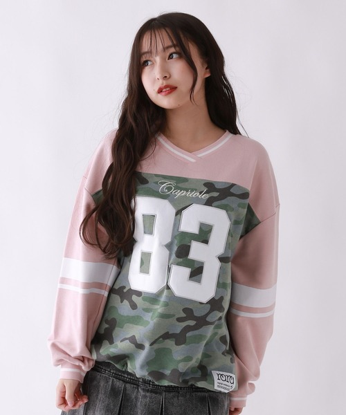 repipi armario(レピピ アルマリオ)の「フットボールルーズスウェット(スウェット・キッズ・ブラック×ホワイト/ホワイト×ネイビー/カモフラージュ・MEDIUM/SMALL/LARGE)」の10枚目の写真