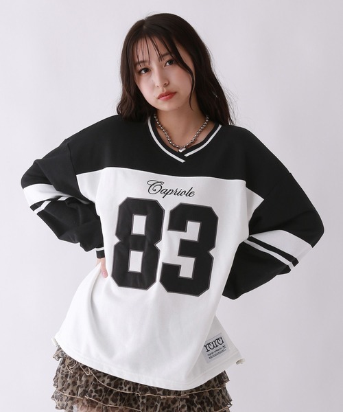 repipi armario(レピピ アルマリオ)の「フットボールルーズスウェット(スウェット・キッズ・ブラック×ホワイト/ホワイト×ネイビー/カモフラージュ・MEDIUM/SMALL/LARGE)」の9枚目の写真