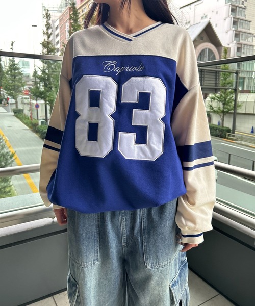 repipi armario(レピピ アルマリオ)の「フットボールルーズスウェット(スウェット・キッズ・ブラック×ホワイト/ホワイト×ネイビー/カモフラージュ・MEDIUM/SMALL/LARGE)」の5枚目の写真