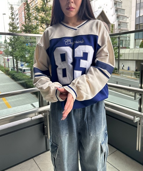 repipi armario(レピピ アルマリオ)の「フットボールルーズスウェット(スウェット・キッズ・ブラック×ホワイト/ホワイト×ネイビー/カモフラージュ・MEDIUM/SMALL/LARGE)」の13枚目の写真