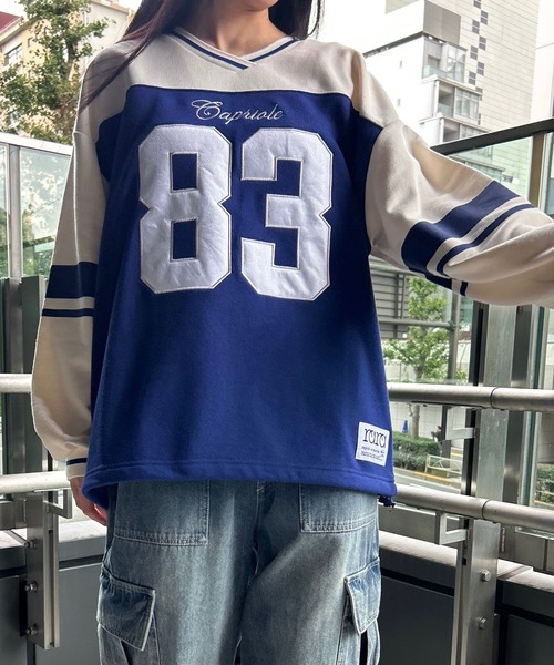 repipi armario(レピピ アルマリオ)の「フットボールルーズスウェット(スウェット・キッズ・ブラック×ホワイト/ホワイト×ネイビー/カモフラージュ・MEDIUM/SMALL/LARGE)」の14枚目の写真