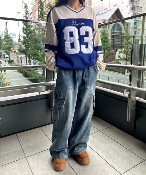 repipi armario(レピピ アルマリオ)の「フットボールルーズスウェット(スウェット・キッズ・ブラック×ホワイト/ホワイト×ネイビー/カモフラージュ・MEDIUM/SMALL/LARGE)」の15枚目の写真