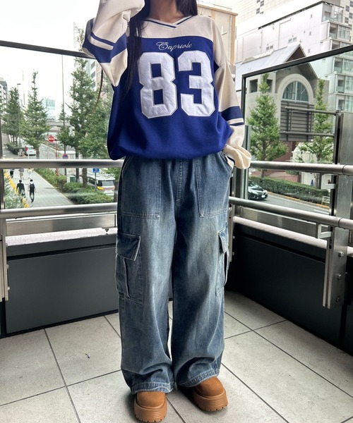 repipi armario(レピピ アルマリオ)の「フットボールルーズスウェット(スウェット・キッズ・ブラック×ホワイト/ホワイト×ネイビー/カモフラージュ・MEDIUM/SMALL/LARGE)」の16枚目の写真