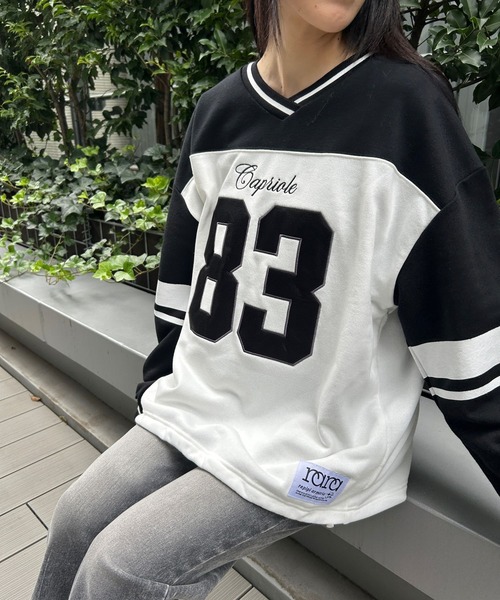 repipi armario(レピピ アルマリオ)の「フットボールルーズスウェット(スウェット・キッズ・ブラック×ホワイト/ホワイト×ネイビー/カモフラージュ・MEDIUM/SMALL/LARGE)」の17枚目の写真