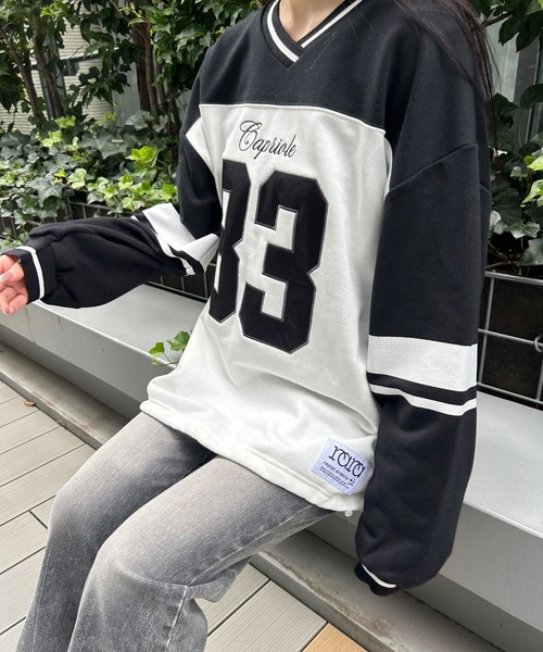 repipi armario(レピピ アルマリオ)の「フットボールルーズスウェット(スウェット・キッズ・ブラック×ホワイト/ホワイト×ネイビー/カモフラージュ・MEDIUM/SMALL/LARGE)」の18枚目の写真