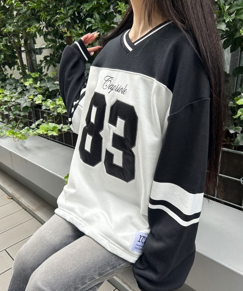 repipi armario(レピピ アルマリオ)の「フットボールルーズスウェット(スウェット・キッズ・ブラック×ホワイト/ホワイト×ネイビー/カモフラージュ・MEDIUM/SMALL/LARGE)」の19枚目の写真