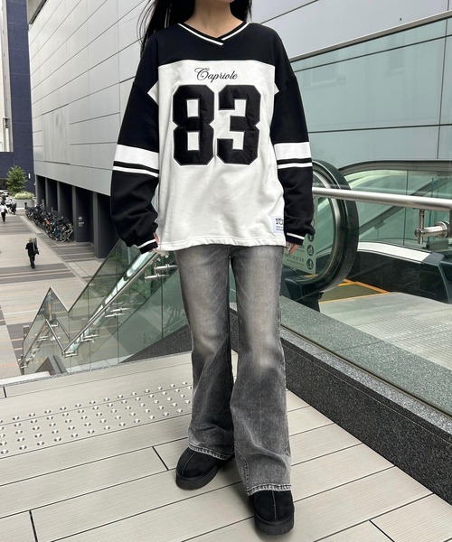 repipi armario(レピピ アルマリオ)の「フットボールルーズスウェット(スウェット・キッズ・ブラック×ホワイト/ホワイト×ネイビー/カモフラージュ・MEDIUM/SMALL/LARGE)」の21枚目の写真