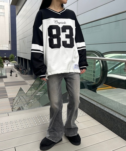 repipi armario(レピピ アルマリオ)の「フットボールルーズスウェット(スウェット・キッズ・ブラック×ホワイト/ホワイト×ネイビー/カモフラージュ・MEDIUM/SMALL/LARGE)」の22枚目の写真