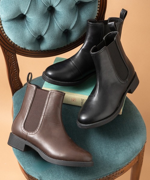 JELLY BEANS（ジェリービーンズ）の「サイドゴアショートブーツ(211-57360)JELLY BEANS(ジェリービーンズ)（ブーツ・レディース・ダークブラウン/ブラック・L/M/S）」の2枚目の写真