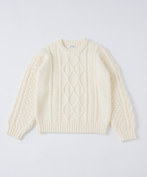 GIUNON（ジウノン）の「plump cable knit tops / プランプケーブルニットトップス（ニット/セーター・レディース・グレー/アイボリー/グリーン・FREE）」の21枚目の写真