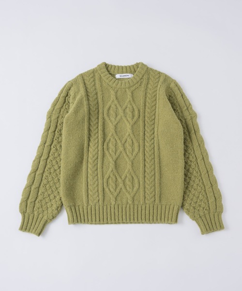 GIUNON（ジウノン）の「plump cable knit tops / プランプケーブルニットトップス（ニット/セーター・レディース・グレー/アイボリー/グリーン・FREE）」の22枚目の写真