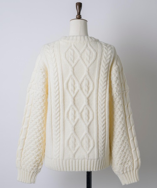 GIUNON（ジウノン）の「plump cable knit tops / プランプケーブルニットトップス（ニット/セーター・レディース・グレー/アイボリー/グリーン・FREE）」の17枚目の写真