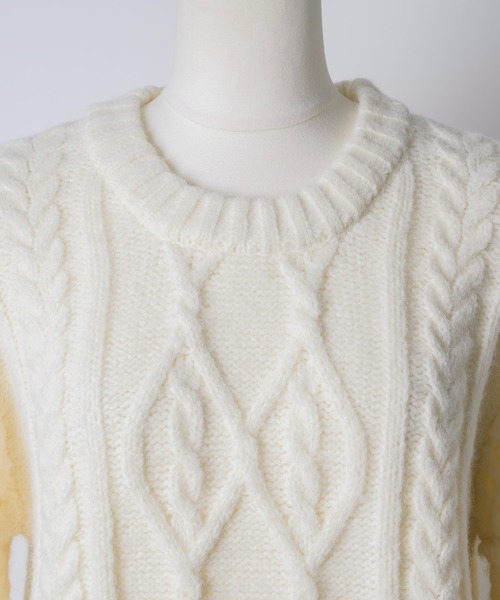 GIUNON（ジウノン）の「plump cable knit tops / プランプケーブルニットトップス（ニット/セーター・レディース・グレー/アイボリー/グリーン・FREE）」の19枚目の写真