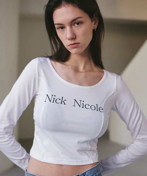 NICK&NICOLE（ニックアンドニコール）の「NICOLE CUTTING LINE CROP TEE_WHITE（Tシャツ/カットソー・レディース・その他・FREE）」の3枚目の写真