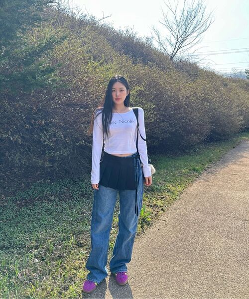 NICK&NICOLE（ニックアンドニコール）の「NICOLE CUTTING LINE CROP TEE_WHITE（Tシャツ/カットソー・レディース・その他・FREE）」の5枚目の写真