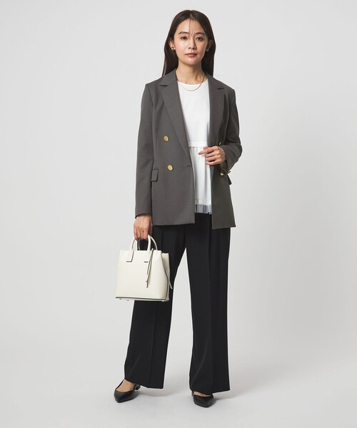 green label relaxing（グリーンレーベルリラクシング）の「［size SHORTあり］Greed グリード ダブル ジャケット ウォッシャブル（テーラードジャケット・レディース・グレー/ネイビー・SHORT/36/38/40）」の5枚目の写真