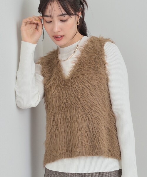 DRESKIP(ドレスキップ)の「【高レビュー/2点セット】着るだけでコーデが決まる フェザーニットベスト×リブニット(その他トップス・レディース・チャコールグレー/ナチュラル/ブラウン系/アイボリー・04/03/02/01)」の3枚目の写真