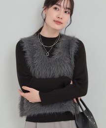 DRESKIP | 【S-LL/2点セット】着るだけでコーデが決まる フェザーベスト×リブニット(その他トップス)