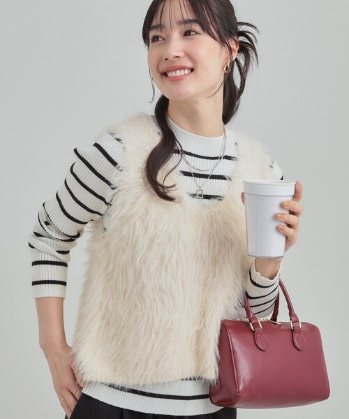 DRESKIP(ドレスキップ)の「【高レビュー/2点セット】着るだけでコーデが決まる フェザーニットベスト×リブニット(その他トップス・レディース・チャコールグレー/ナチュラル/ブラウン系/アイボリー・04/03/02/01)」の1枚目の写真