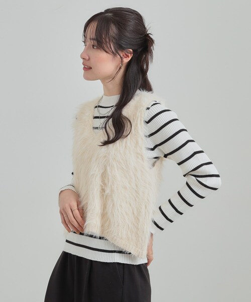 DRESKIP(ドレスキップ)の「【高レビュー/2点セット】着るだけでコーデが決まる フェザーニットベスト×リブニット(その他トップス・レディース・チャコールグレー/ナチュラル/ブラウン系/アイボリー・04/03/02/01)」の7枚目の写真